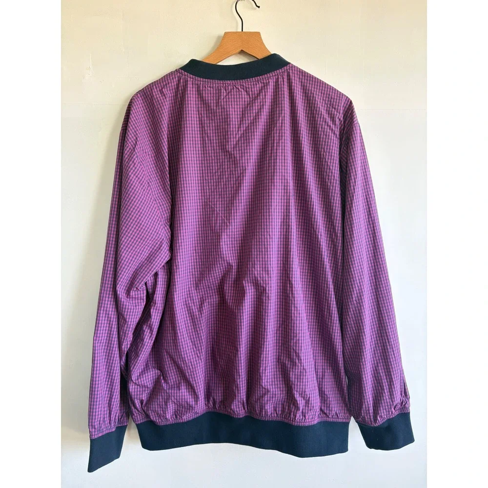 Undefeated Mens Gingham Pullover V-Neck streetwear Windbreaker Navy Purple XL
